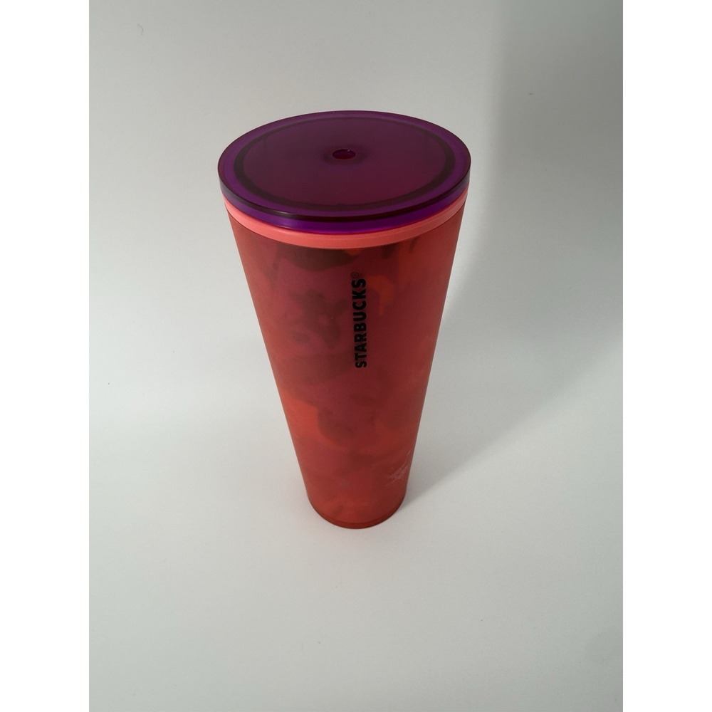STARBUCKS 2022 Red Floral Soft Touch Cold Cup Venti Tumbler 011129767 No Straw